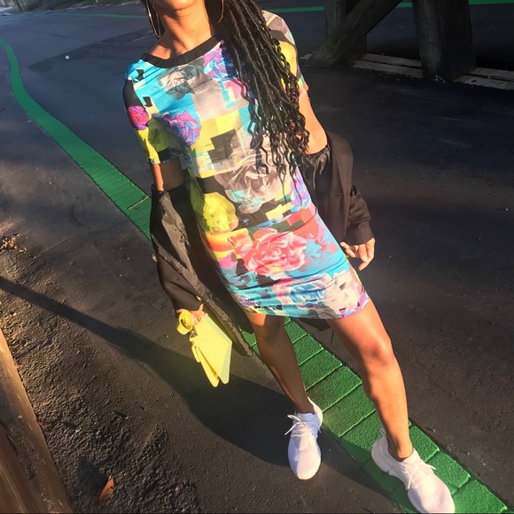 ASOS Digital Flower T-Shirt Dress - Picture 3 of 4